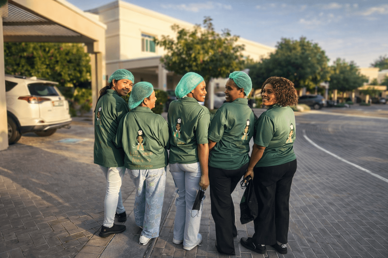 Lillycare nanny caring for a baby in a calm outdoor setting